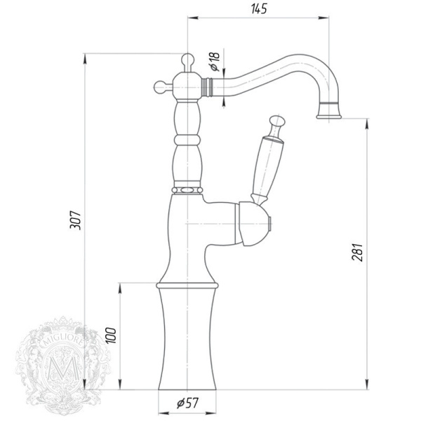 смеситель для раковины migliore oxford ml.oxf-6317.bi.ra