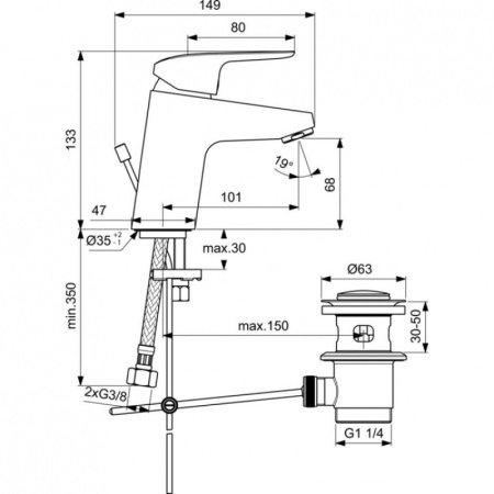 смеситель для раковины ideal standard ceraflex b1708aa