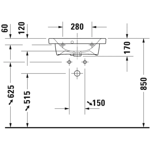 раковина подвесная duravit durastyle 55 см 22337550000