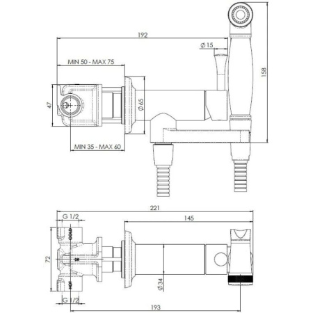 комплект гигиенического душа nobili av00610cr