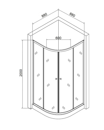 душевой уголок agger a01-090mcr 90x90 см, профиль хром стекло матовое