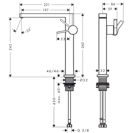 смеситель для раковины hansgrohe tecturis e 73070670 coolstart, с донным клапаном, черный матовый