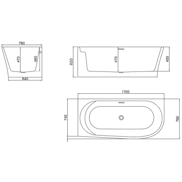 акриловая ванна belbagno bb410-1700-780-l