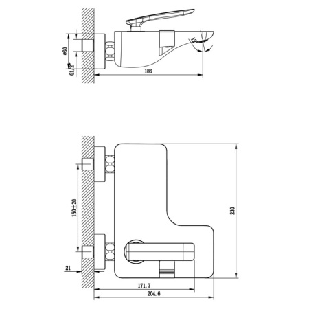 смеситель для ванны lemark comfort lm6802c хром