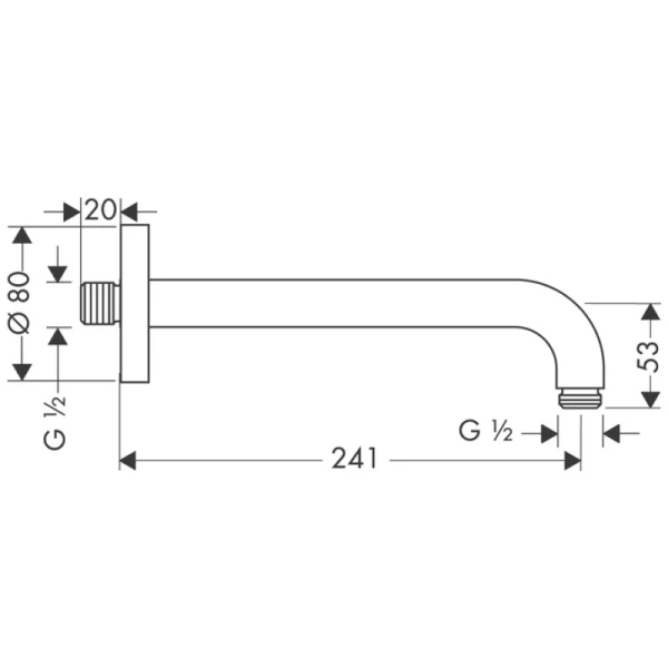 душевой кронштейн 241 мм, ½’ hansgrohe 27409000