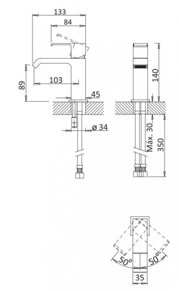 смеситель для раковины без донного клапана cezares porta porta-ls1-01-w0