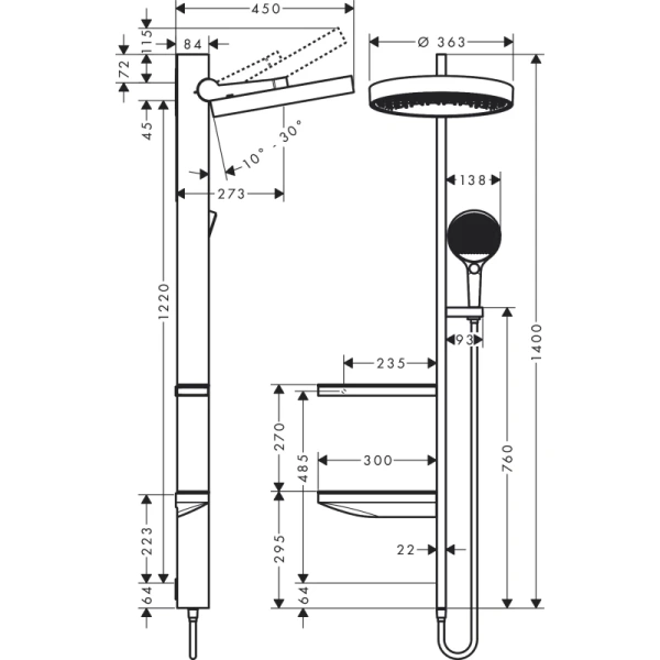 душевая стойка hansgrohe rainfinity showerpipe 360 26842000