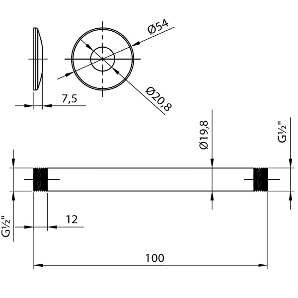 кронштейн для верхнего душа lemark lm8000c хром
