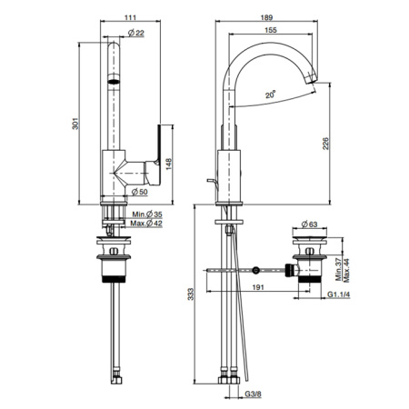 смеситель fima carlo frattini mast f3151or.2.es для раковины, на 1 отв., золото