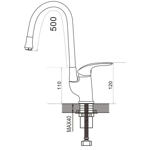 смеситель для кухни shevanik s5543-1