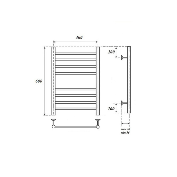 полотенцесушитель point аврора п8 pn10146s водяной, 40x60 см, хром