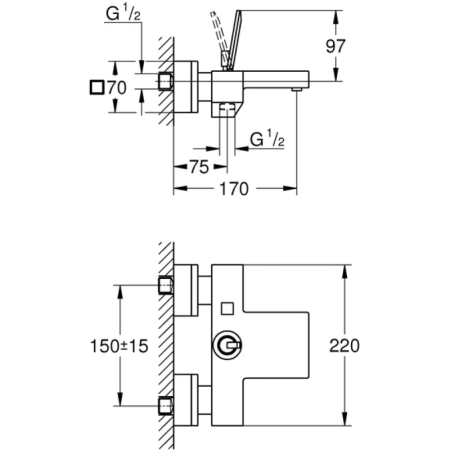 смеситель для ванны grohe eurocube joy 23666000