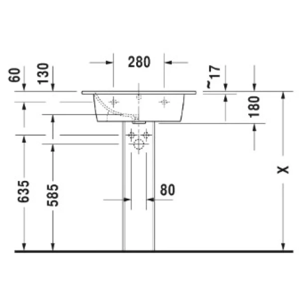 раковина полувстраиваемая duravit me by starck 2336630000