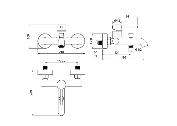 смеситель для ванны aquatek европа aq1340bgm цвет оружейная сталь