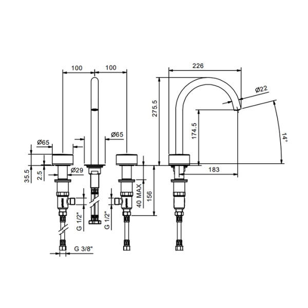 смеситель для раковины fantini nice 65 02 s104sw цвет хром