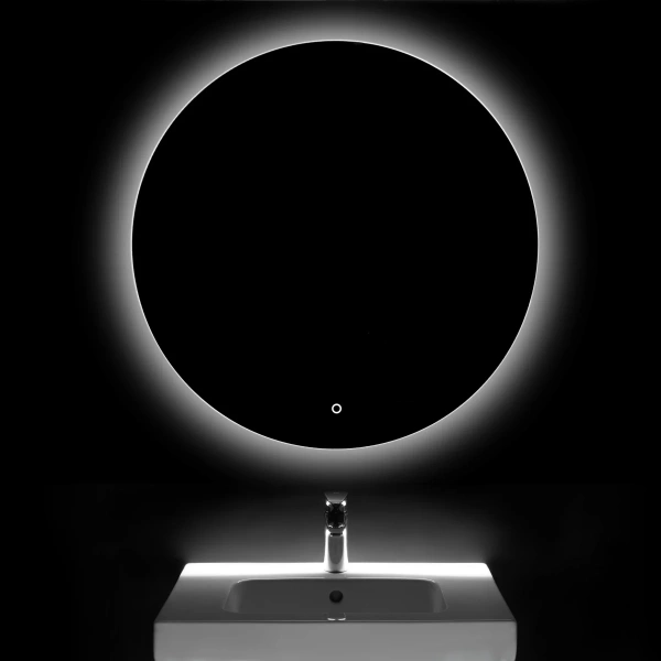 зеркало roca luna zru9307558 80x80 см, с led-подсветкой, сенсорным выключателем, диммером