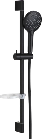 Душевой гарнитур AQUAme AQM8101MB лейка 3 режима, с мыльницей, матовый черный