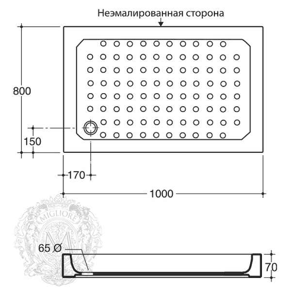 керамический душевой поддон migliore 80х100 ml.pdr-28.270.bi белый