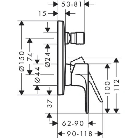смеситель для ванны hansgrohe rebris s 72466670