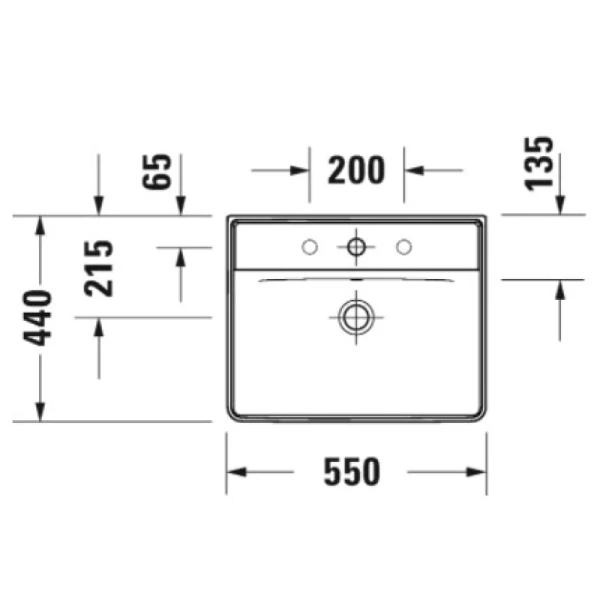 раковина подвесная 55 см duravit d-neo 2366550000, цвет белый