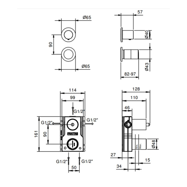 смеситель для душа fantini nice 65 02 s189sb цвет хром