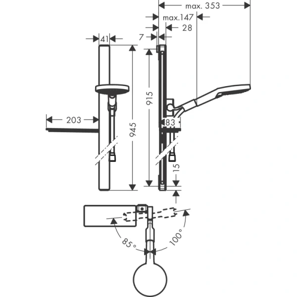 душевой гарнитур hansgrohe raindance select s 27648000