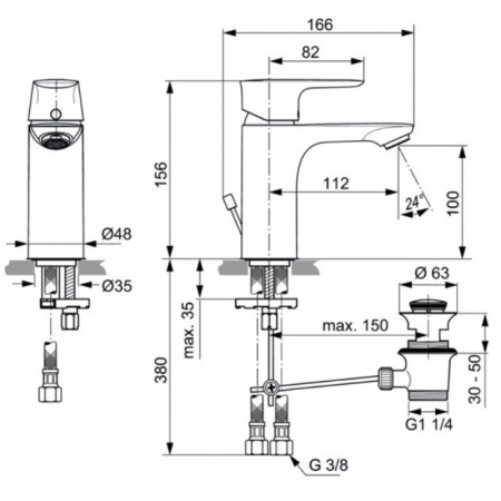 смеситель для раковины ideal standard connect air a7021aa