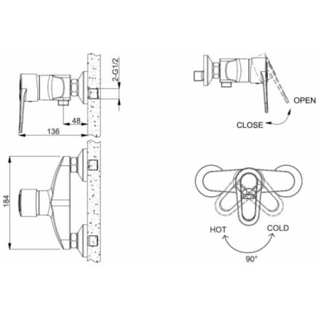 смеситель для душа bravat loop f9124182cp-01