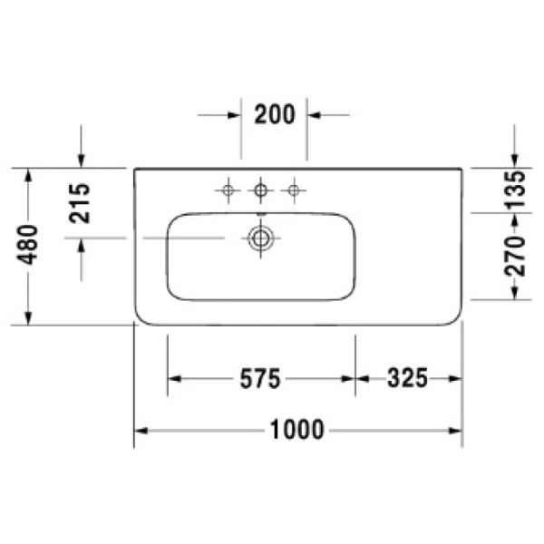 раковина полувстраиваемая duravit durastyle 2325100000