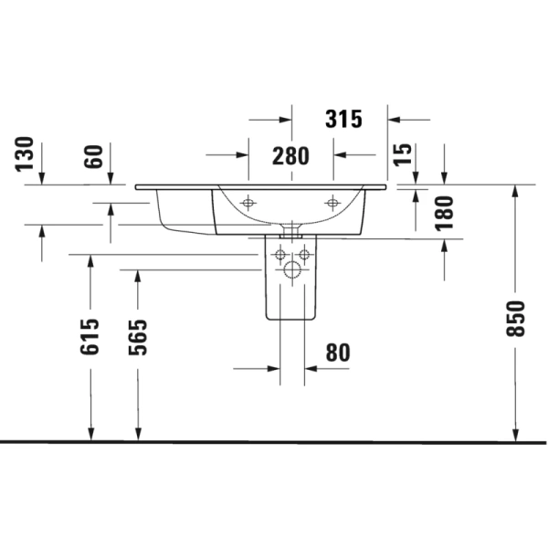 раковина полувстраиваемая duravit me by starck 2346830000