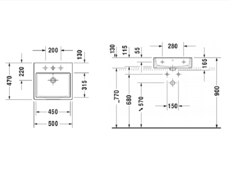 раковина подвесная duravit vero air 50 см 2350500079