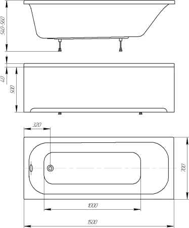 акриловая ванна aquatek лугано lifestyle 150x70 lug150-0000001 без панелей, каркаса и слив-перелива