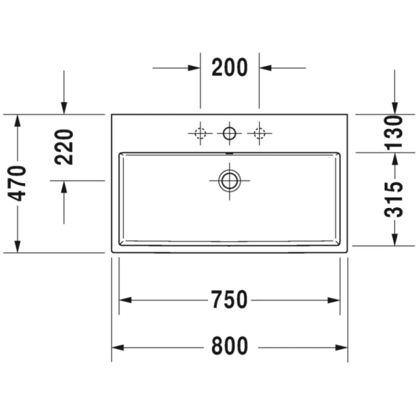 раковина накладная/подвесная 80 см duravit vero air 235080 00 00