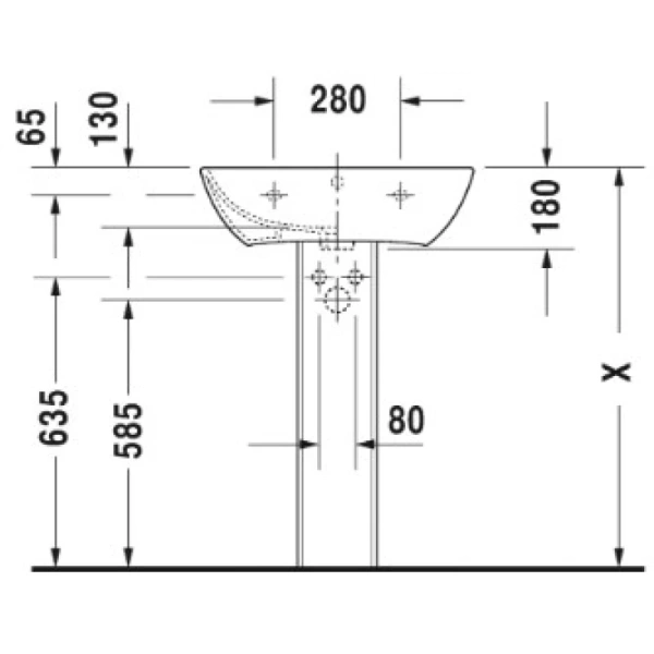 раковина подвесная 60 см duravit me by starck 2335600000