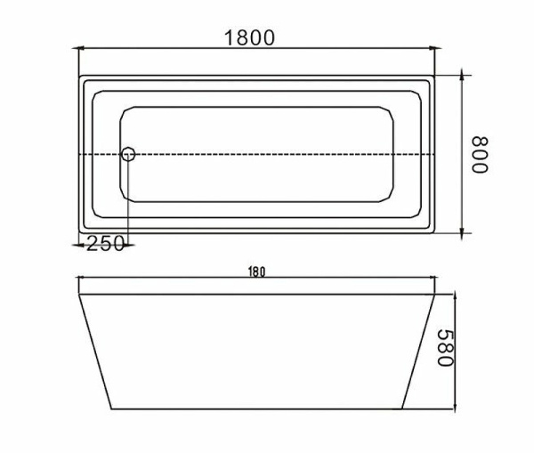 акриловая ванна grossman 180x80 gr-2021 без гидромассажа