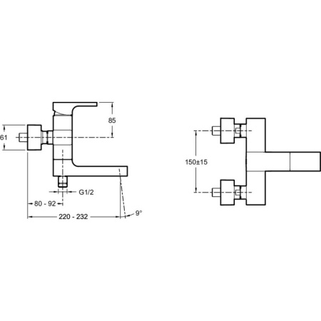 смеситель jacob delafon strayt e45370-cp для ванны