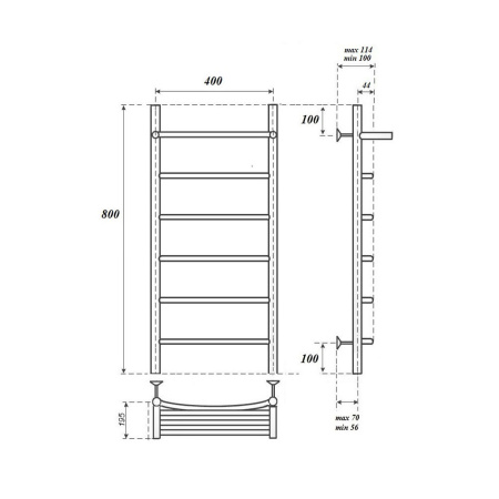 полотенцесушитель point афина п5 pn04148p водяной, с полкой, 40x80 см, хром