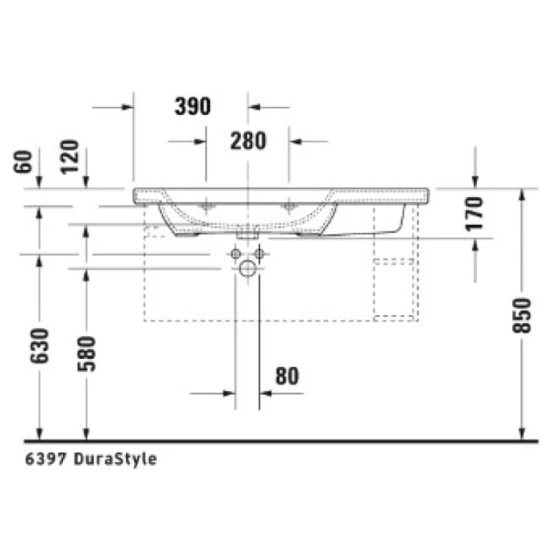 раковина полувстраиваемая duravit durastyle 2325100000