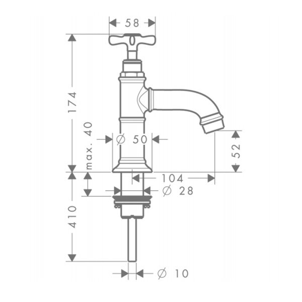 кран для одного типа воды axor montreux 16530820