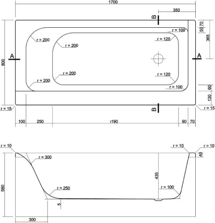 акриловая ванна cersanit smart 170x80 l 63350