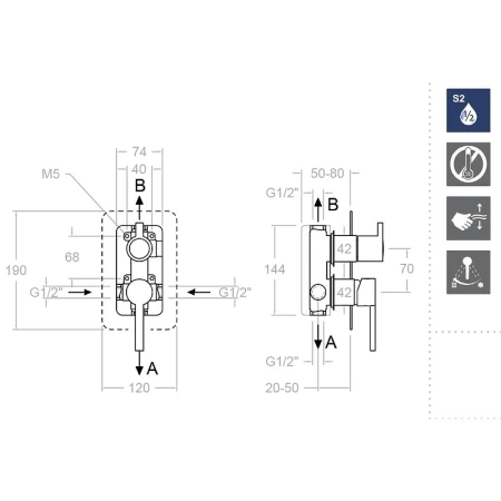 смеситель для душа ramonsoler drako 331502s хром