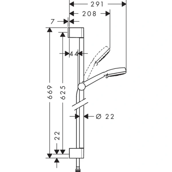 душевой набор ecosmart 9 л/мин 0,65м hansgrohe crometta 100 vario 26654400