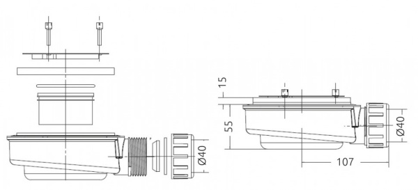 сифон для поддона ø 90 мм radaway hs1