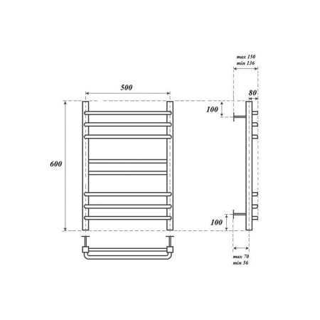 полотенцесушитель point омега п8 pn90156s водяной, 50x60 см, хром