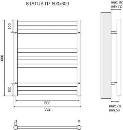 полотенцесушитель электрический lemark status п7 50x60