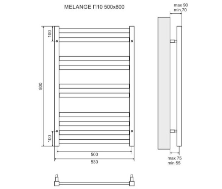 полотенцесушитель электрический lemark melange п10 50x80