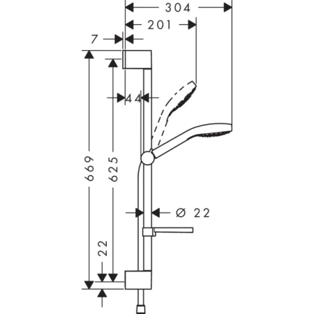 набор для душа 0,65 м, с мыльницей casetta hansgrohe croma select е vario 26586400