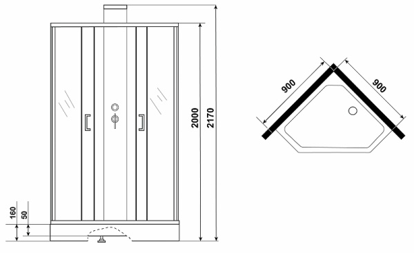 душевая кабина grossman elegans 90x90 gr251d без гидромассажа