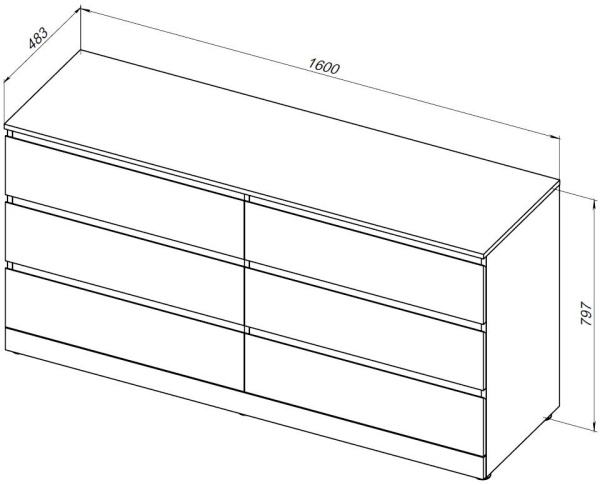 комод aquanet сканди 160 дуб эдгрейн (6 ящиков)