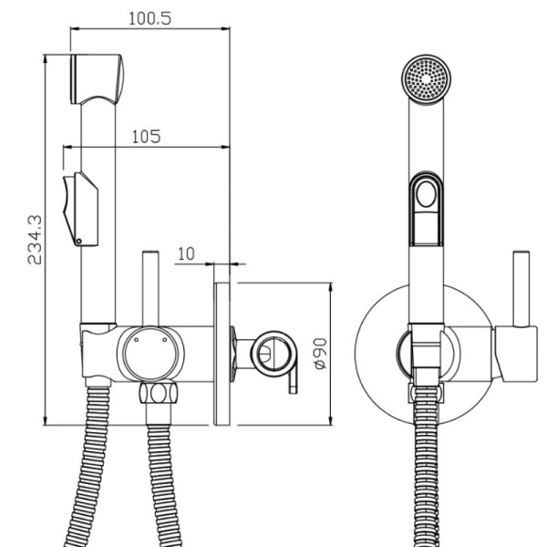 гигиенический душ со смесителем olive's balear 13131bl хром
